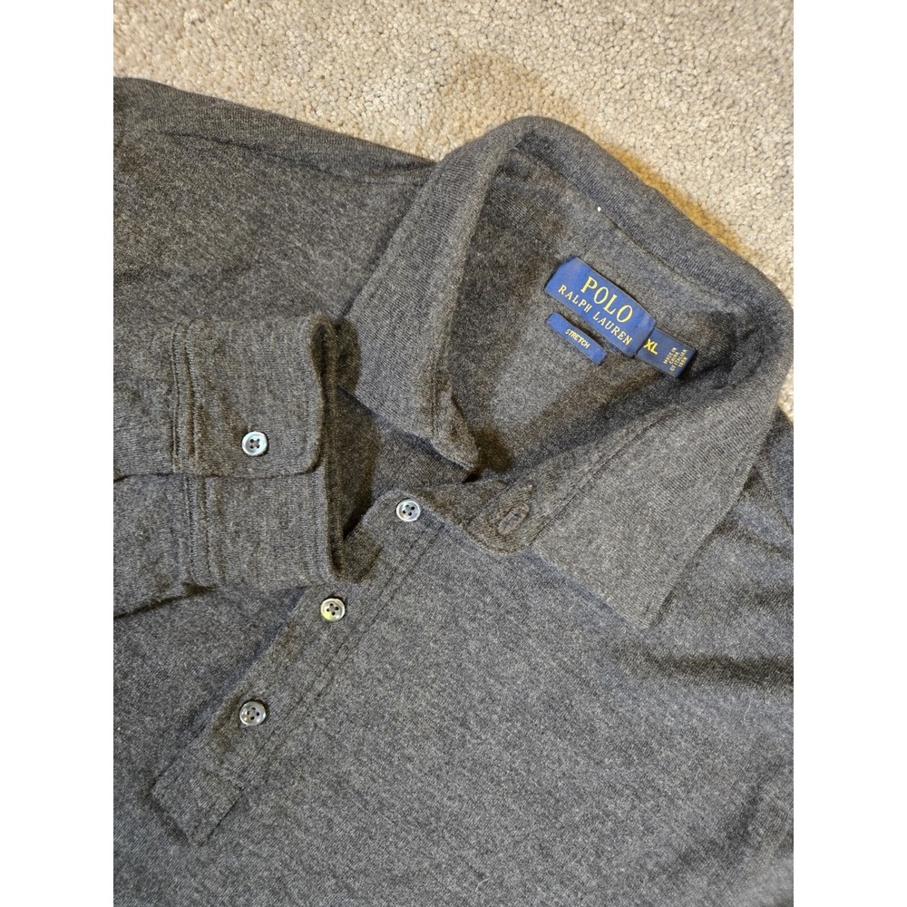 Polo Ralph‎ Lauren Long Sleeve Polo Shirt Mens XL Heather Gray Sweater Button